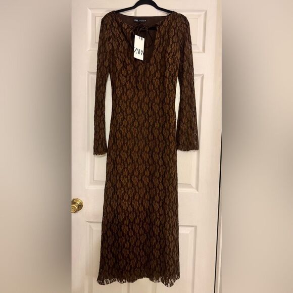 ZARA BOHO LONG LACE DRESS - Picture 16 of 16